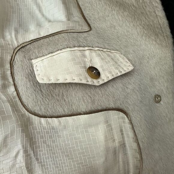 Cole Haan Luxury Suri Alpaca & Wool Blend‎ Gray Pea Coat Sz 14 Hidden Button NEW - Picture 8 of 13